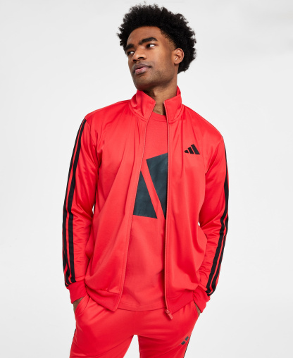 adidas Men's 3-Stripes Tricot Track Jacket - Ruby Red/Black