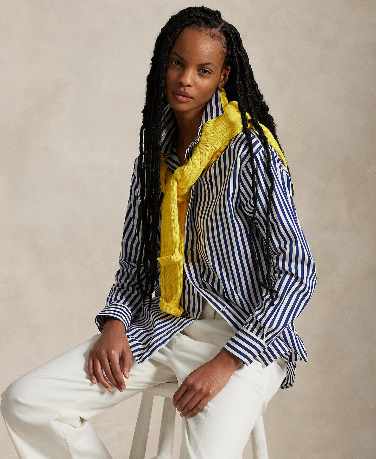 Polo Ralph Lauren Women's Relaxed-Fit Striped Cotton Shirt - Fall Royal/White