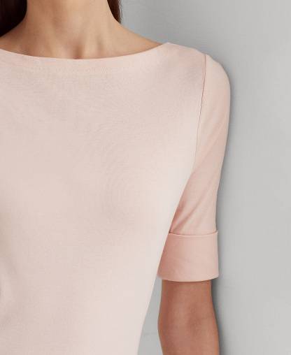 Lauren Ralph Lauren Stretch Boatneck Top - Rose
