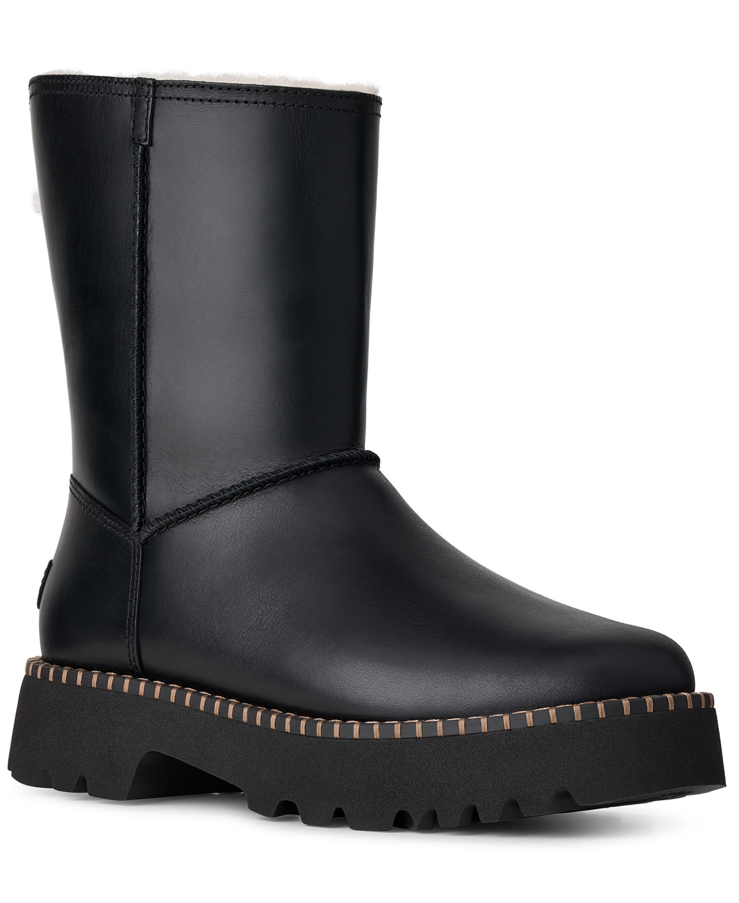 UGG® Women's Uptowner Round Toe Short Booties - Black Leather