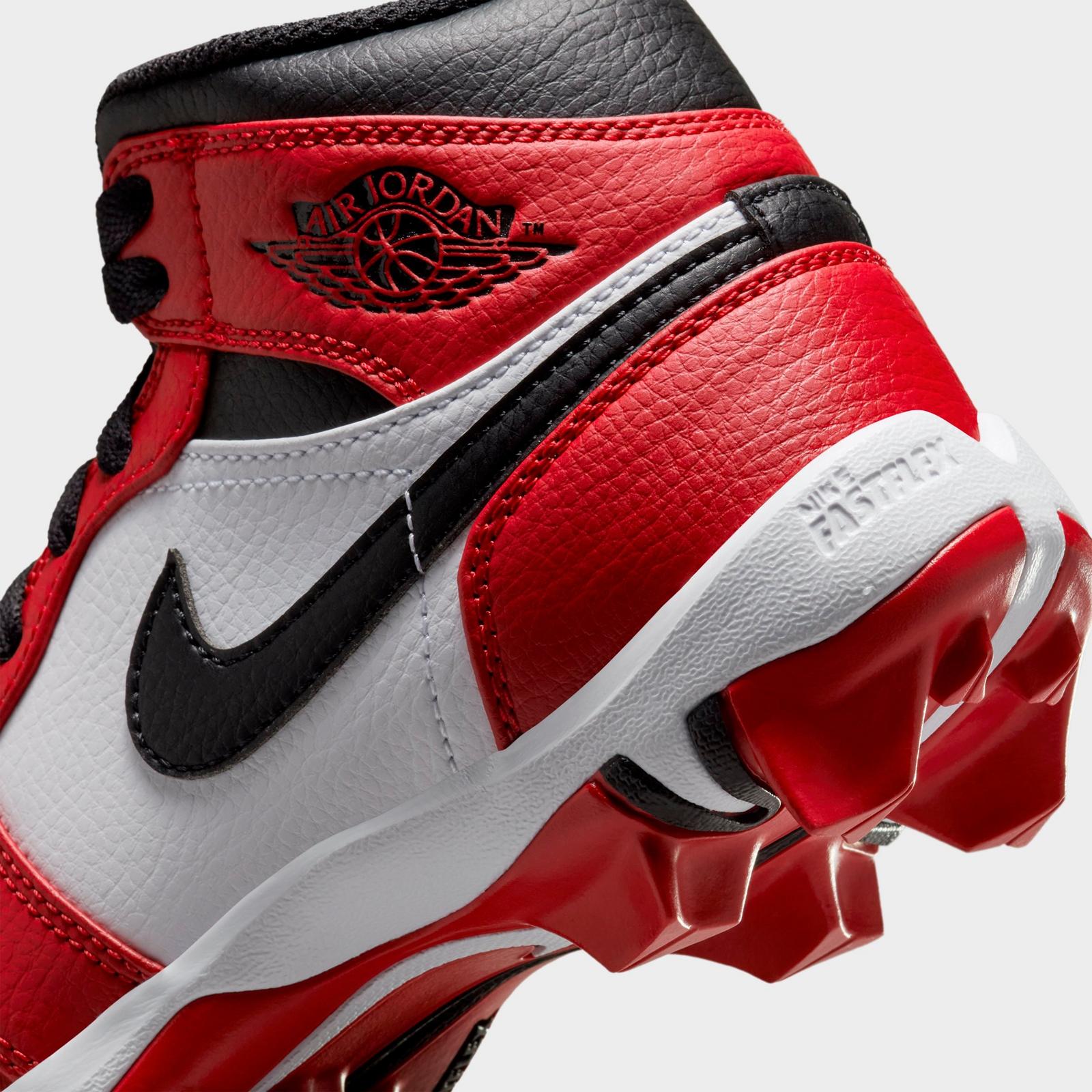 Big Kids' Air Jordan Retro 1 Mid Cleats - White/Black/Gym Red - view 3