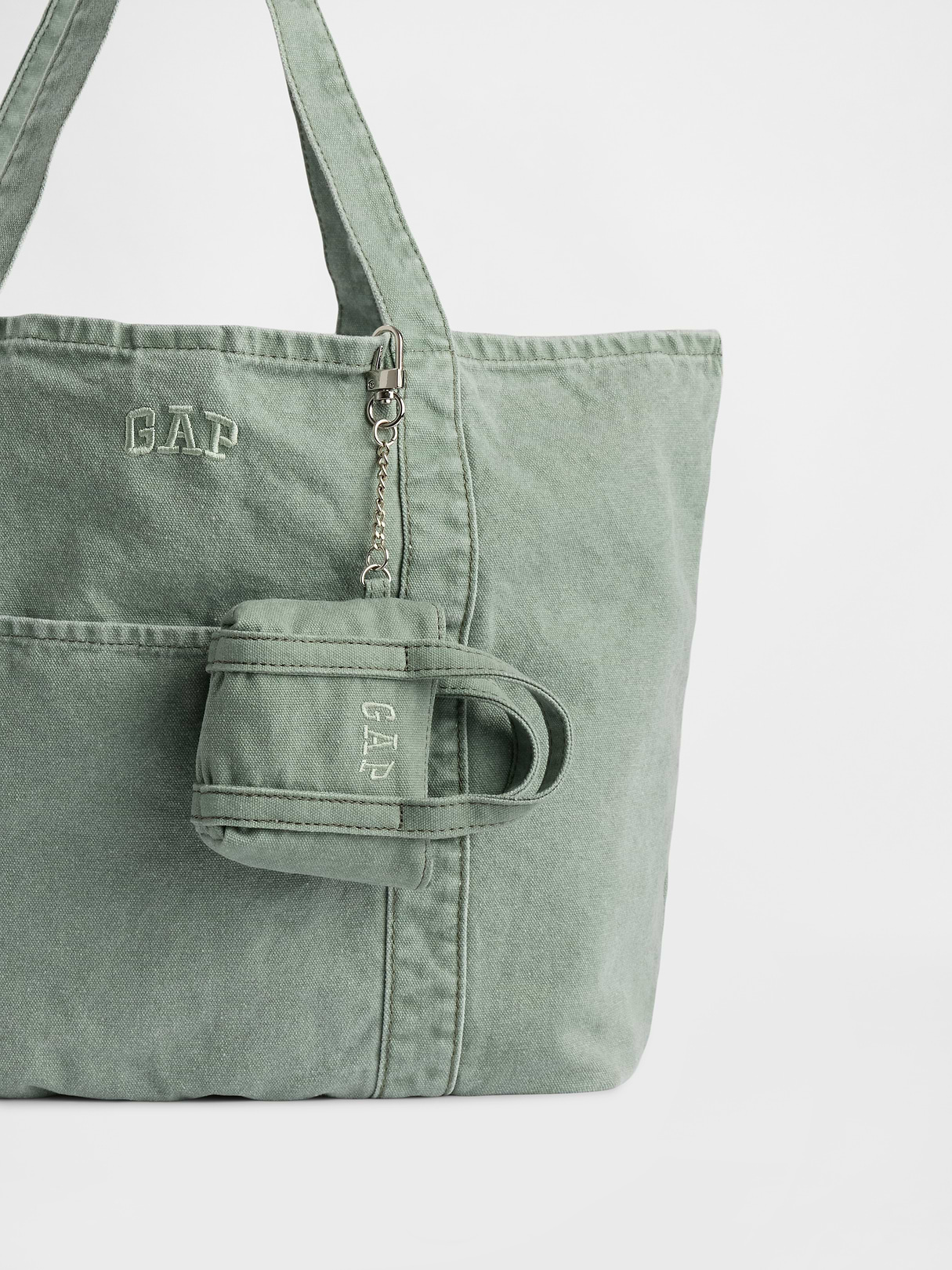 Logo Tote Bag Charm - Gasoline green
