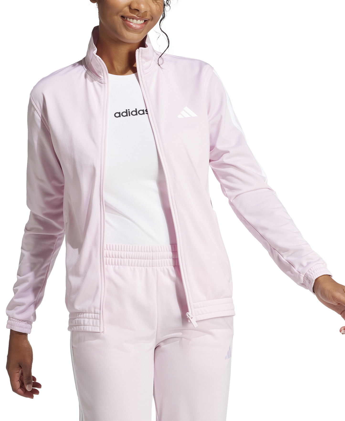 adidas Women's Tricot 3-Stripes Track Jacket - Clear Pink