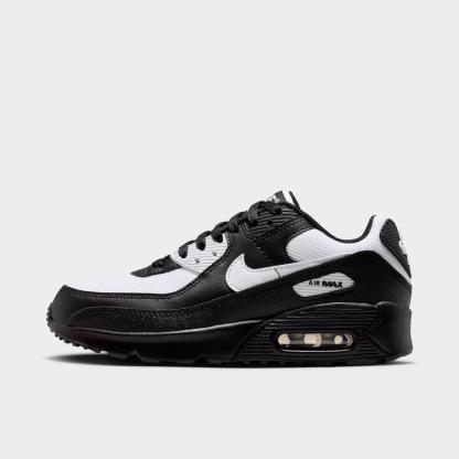 Big Kids' Nithtke Air Max 90 Casual Shoes - Black/White - Left shoe facing left. Outside of the shoe.
