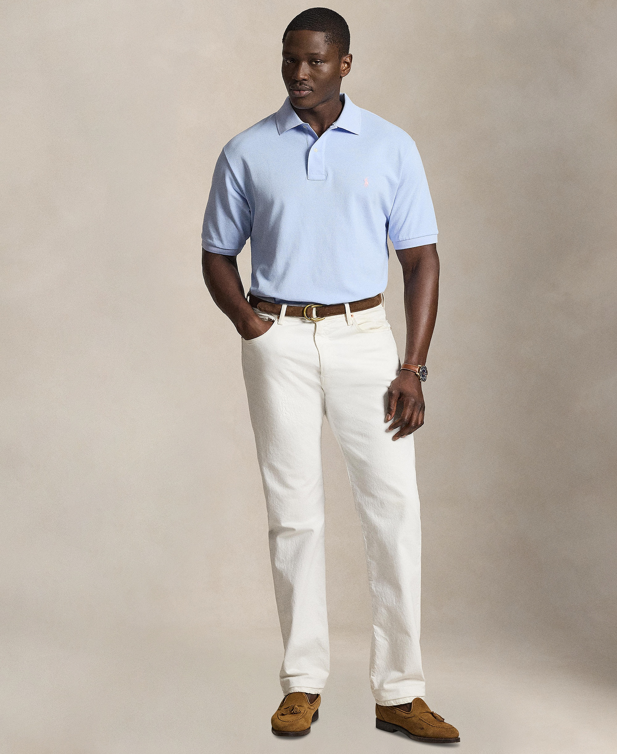 Polo Ralph Lauren Men's Big & Tall Cotton Short-Sleeve Polo Shirt - Pebble Blue/C3115