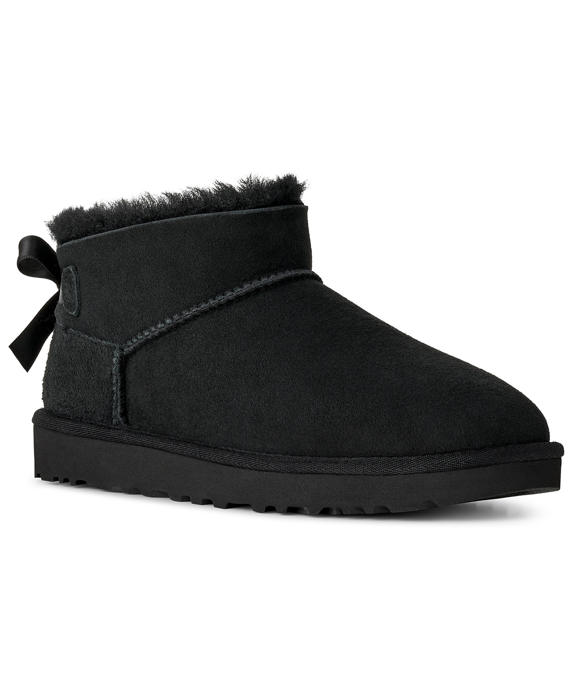 UGG® Women's Ultra Mini Bailey Bow Round Toe Booties - Black