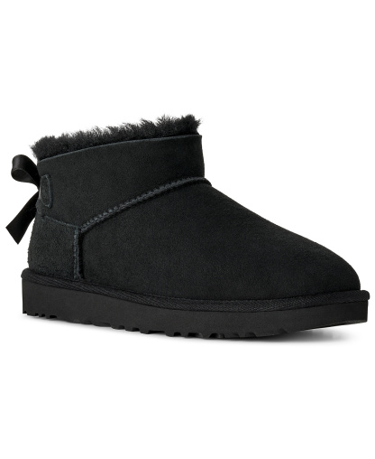 UGG® Women's Ultra Mini Bailey Bow Round Toe Booties - Black