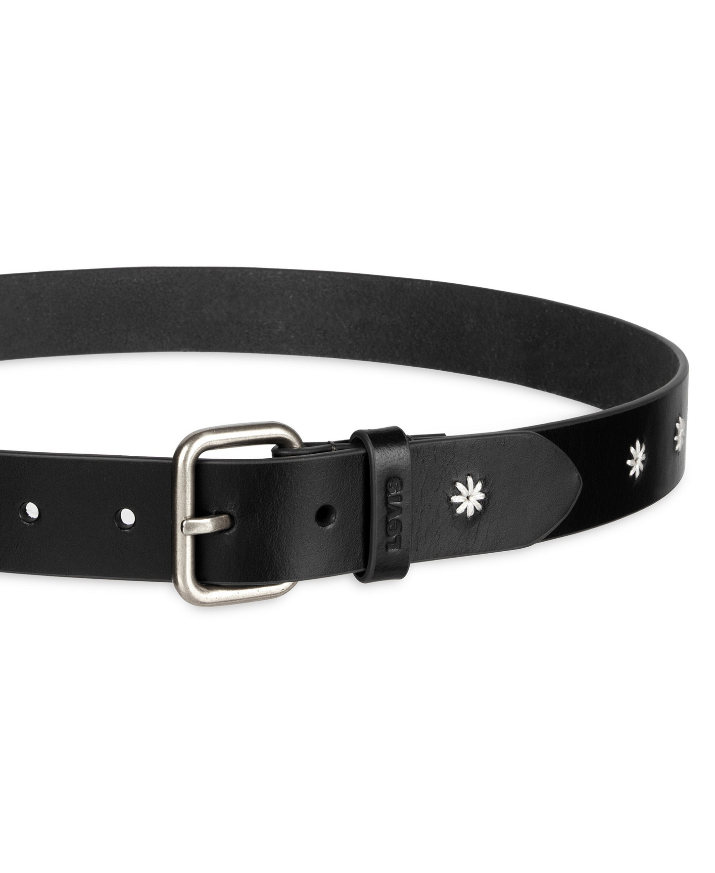 Levi's Women's Casual Floral Embroidered Belt - Black