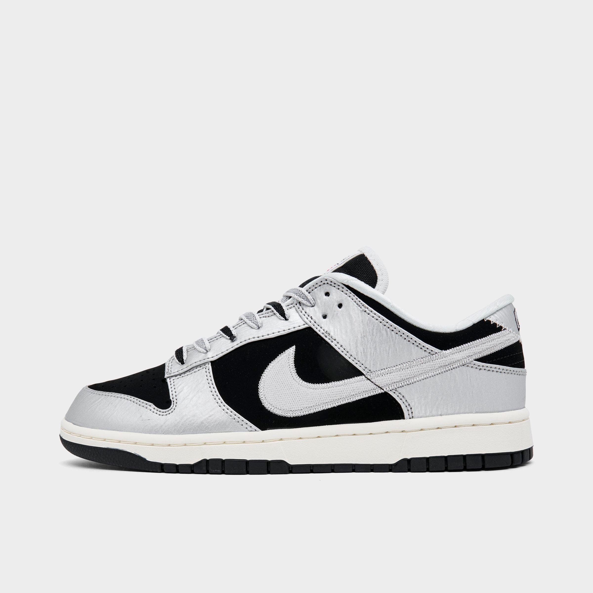 Men's Nithtke Dunk Low Retro Casual Shoes - Part 2 - Metallic Silver/Black/Sail/Metallic Silver - Left shoe facing left. Outside of the shoe.