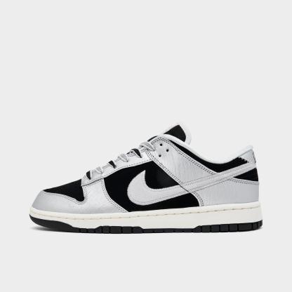 Men's Nithtke Dunk Low Retro Casual Shoes - Part 2 - Metallic Silver/Black/Sail/Metallic Silver - Left shoe facing left. Outside of the shoe.
