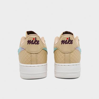 Big Kids' Nithtke Air Force 1 Low Casual Shoes - Sail/Multicolor/Sesame/Lemon Venom/Bleached Turquoise/Chile Red - Back view