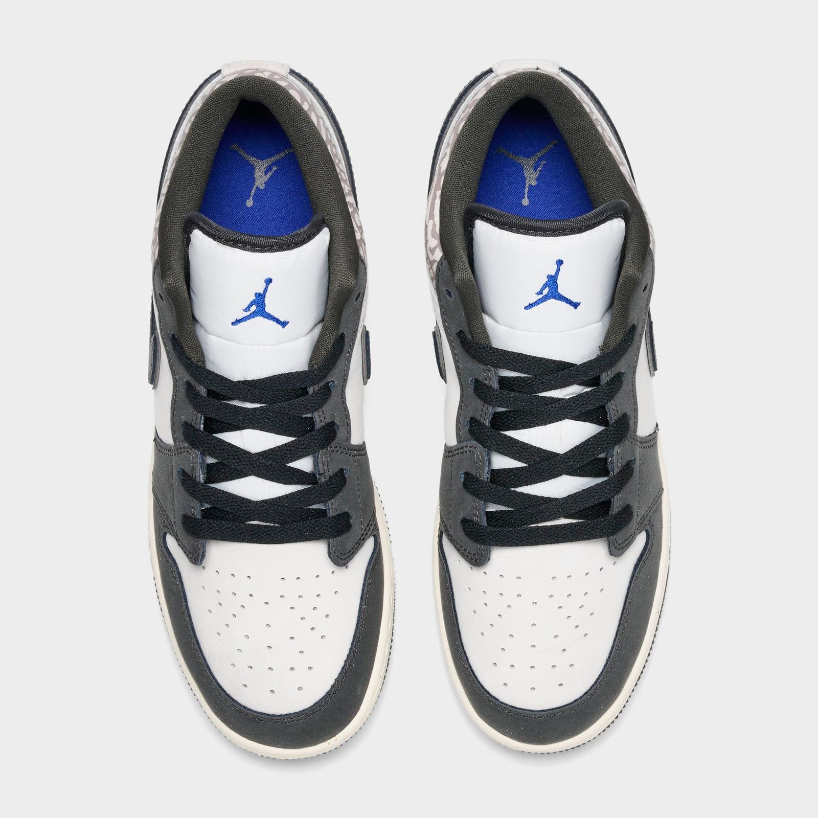 Big Kids' Air Jordan Retro 1 Low OG SE Casual Shoes - Sail/Infrared/Deep Pewter - view 5