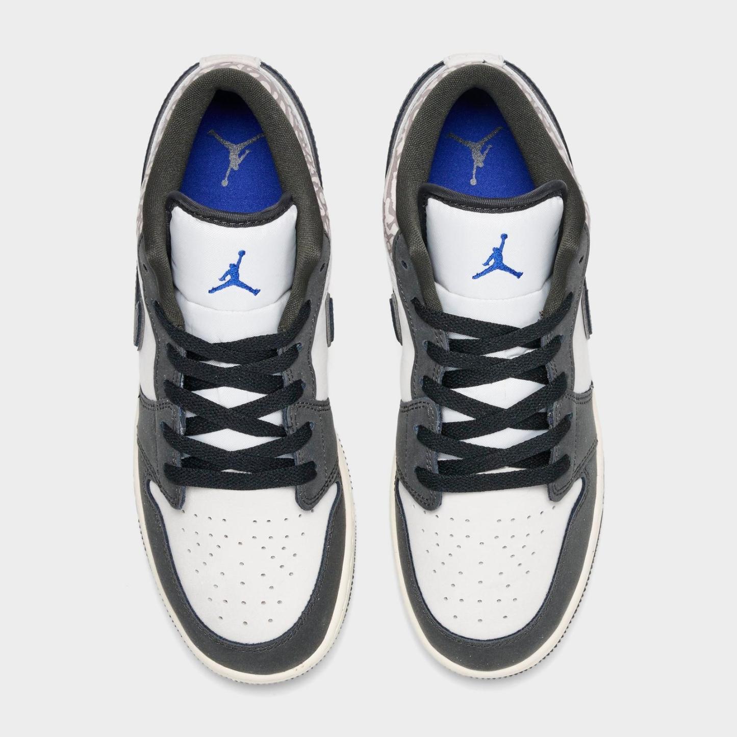 Big Kids' Air Jordan Retro 1 Low OG SE Casual Shoes - Sail/Infrared/Deep Pewter - view 5