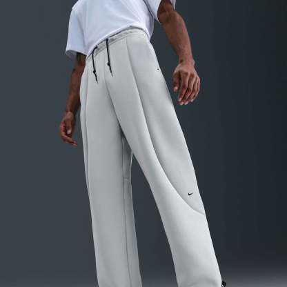 Nike Tech Men's Colour-Block Open-Hem Fleece Trousers - Light Silver/Light Smoke Grey/Black