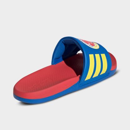 Men's adidas Colombia Adilette Comfort 2.0 Slide Sandals - Glory Blue/Semi Lucid Red/Impact Yellow - view 4