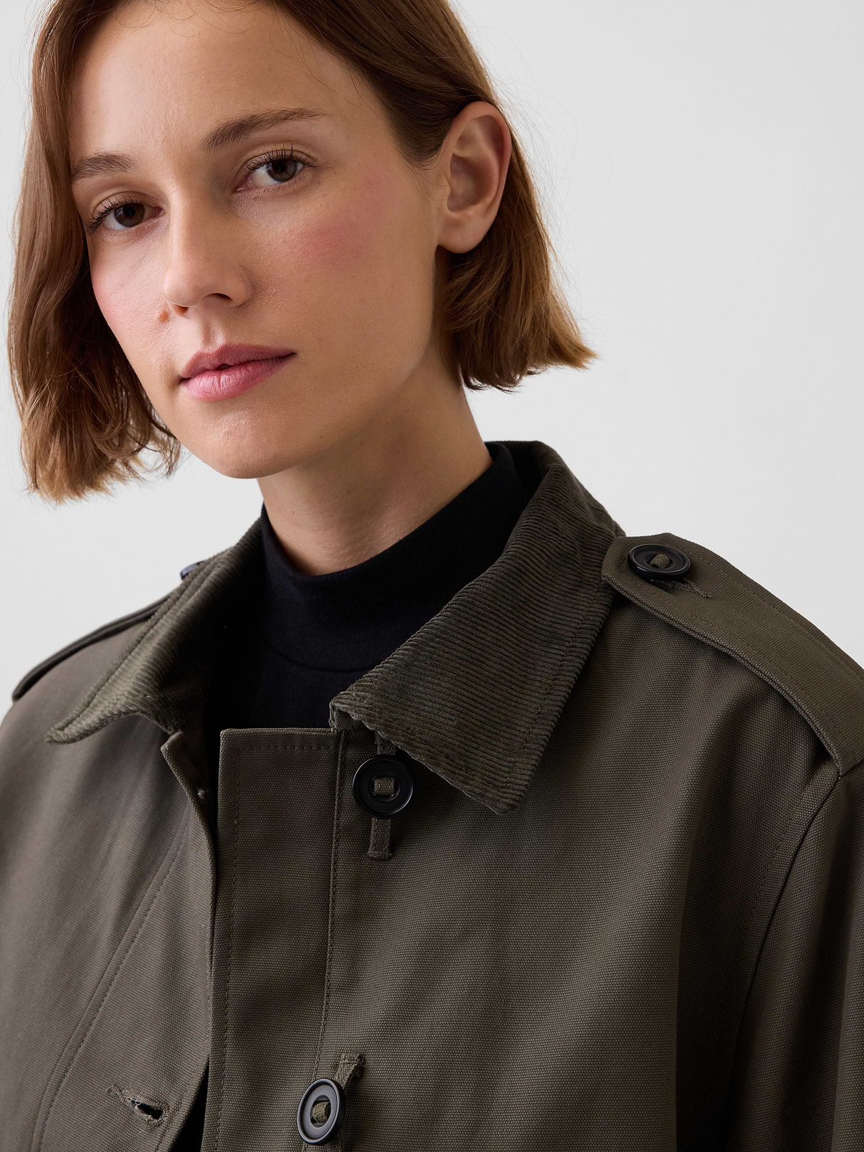 Canvas Crop Utility Jacket - Bamboo green