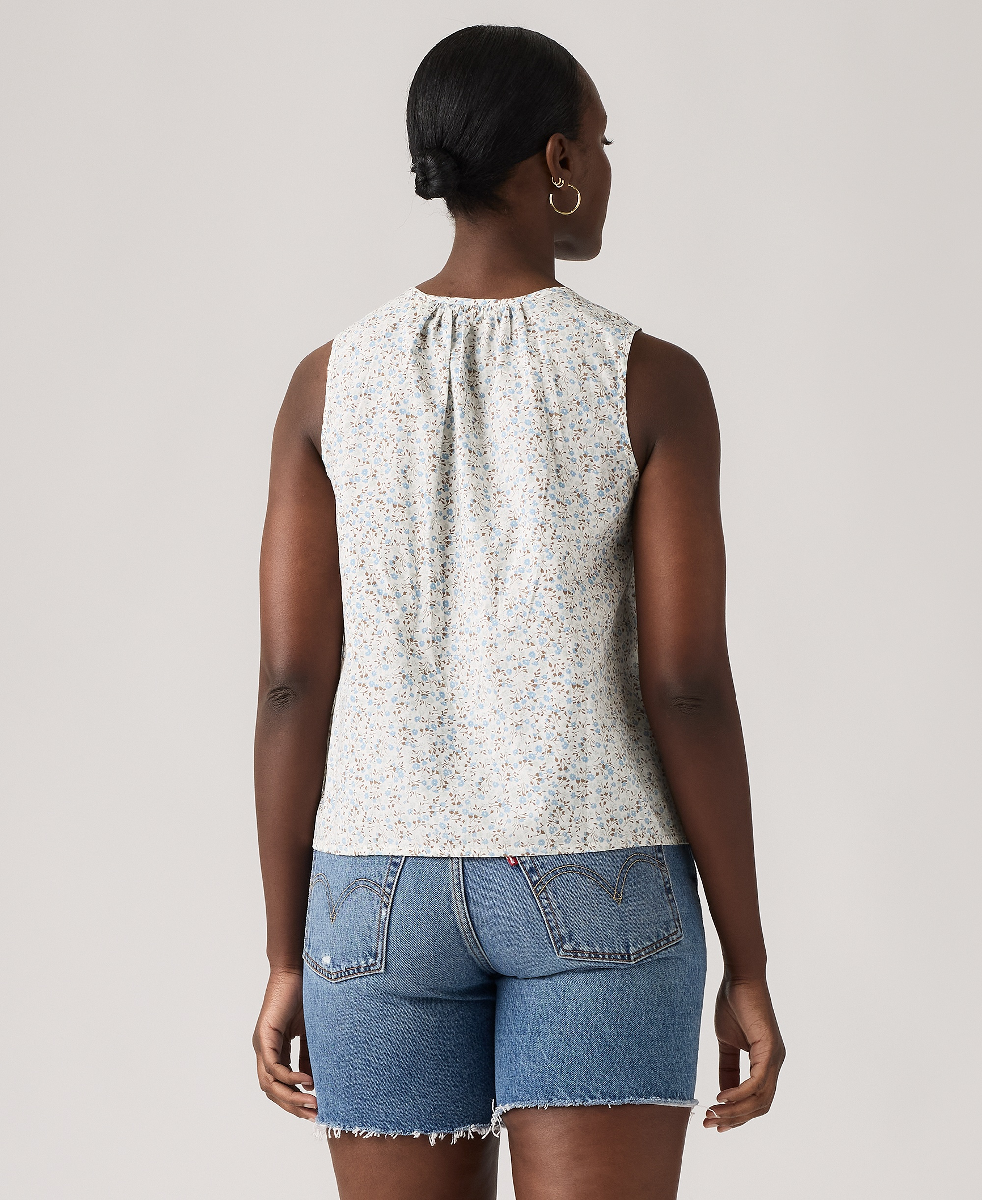 Levi's Women's Luella Sleeveless Tie-Neck Blouse - Babitz Ditsy Glacier Lake