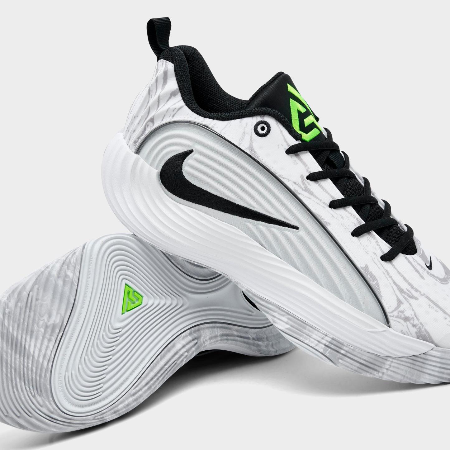 Men's Nithtke Giannis Immortality 5 Basketball Shoes - Part 1 - White/Off White/Light Smoke Grey/Metallic Silver - Detail shot