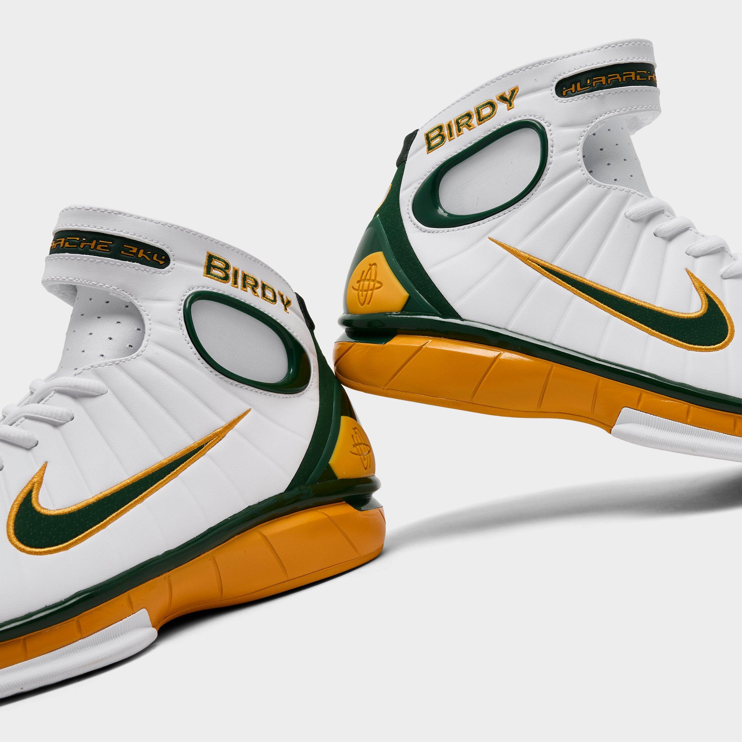 Men's Nithtke Air Zoom Huarache 2K4 PE Penny Hardaway Basketball Shoes - White/Deep Forest/Canyon Gold - Detail shot