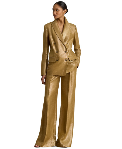 Lauren Ralph Lauren Women's High-Rise Foiled Wide-Leg Pants - Brown/Gold Foil