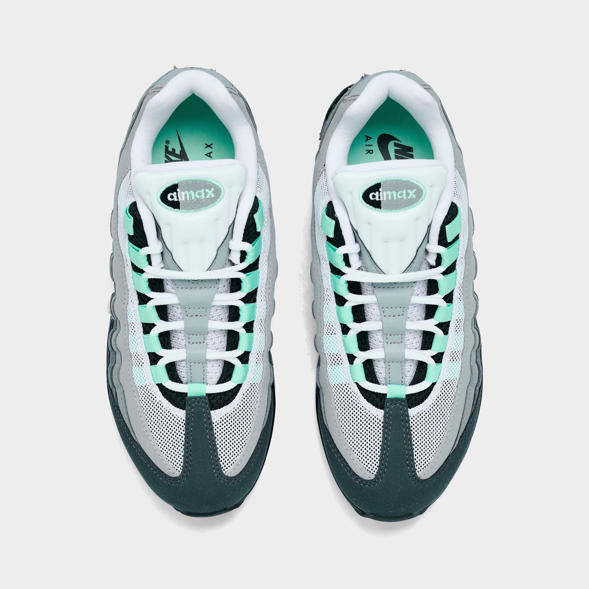 Women's Nithtke Air Max 95 Big Bubble Casual Shoes - Part 2 - Black/White/Medium Grey/Fresh Mint - Top view
