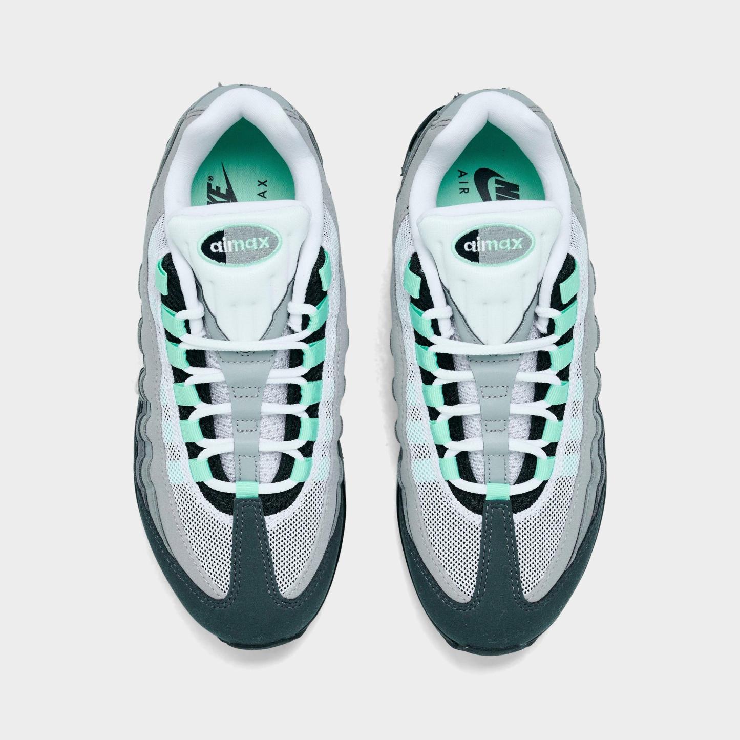 Women's Nithtke Air Max 95 Big Bubble Casual Shoes - Part 2 - Black/White/Medium Grey/Fresh Mint - Top view