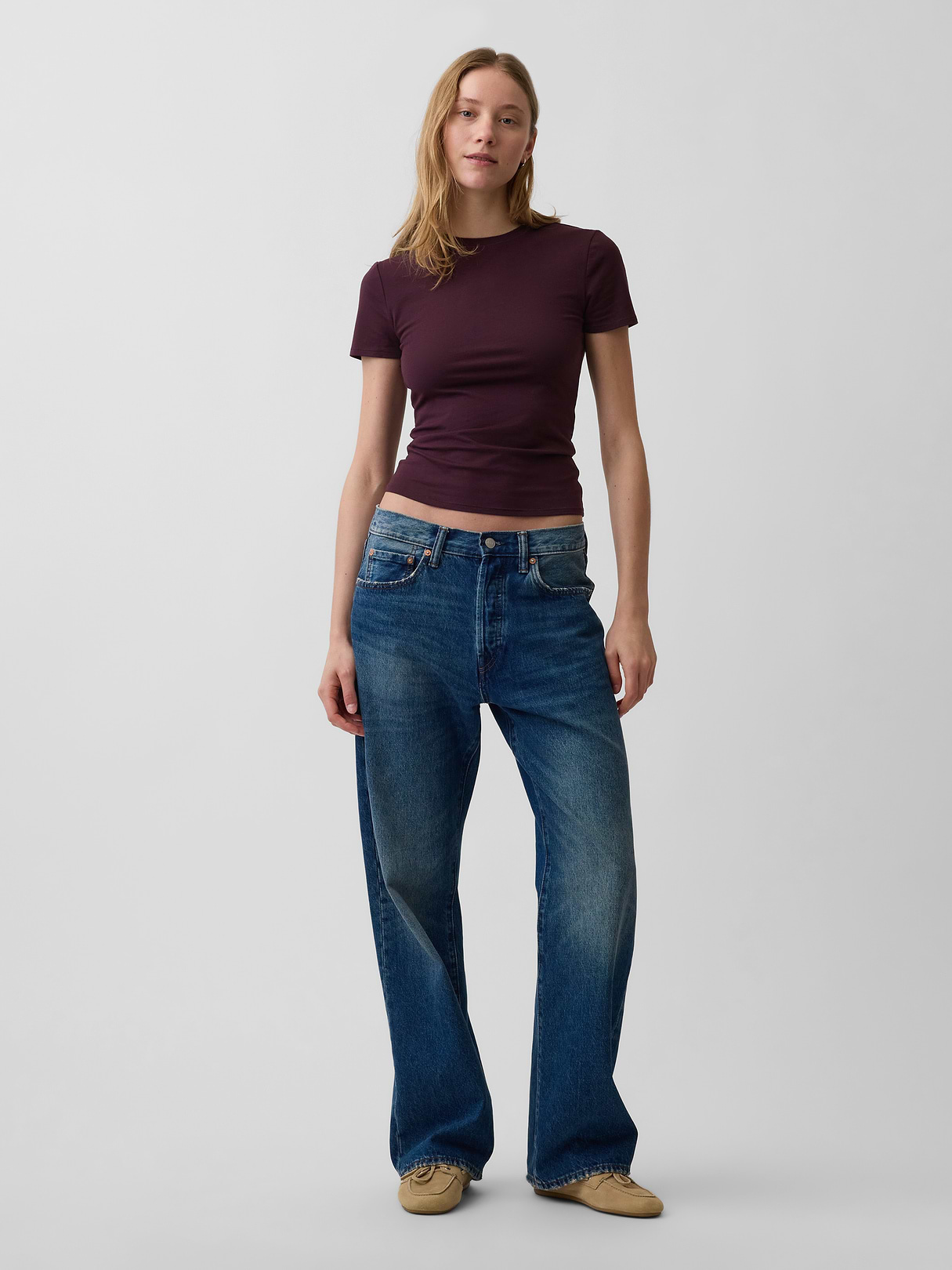 CloseKnit Jersey T-Shirt - Burgundy bordeaux
