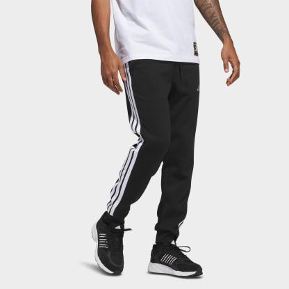 Men's adidas Essentials 3-Stripes Fleece Jogger Pants - Black/White