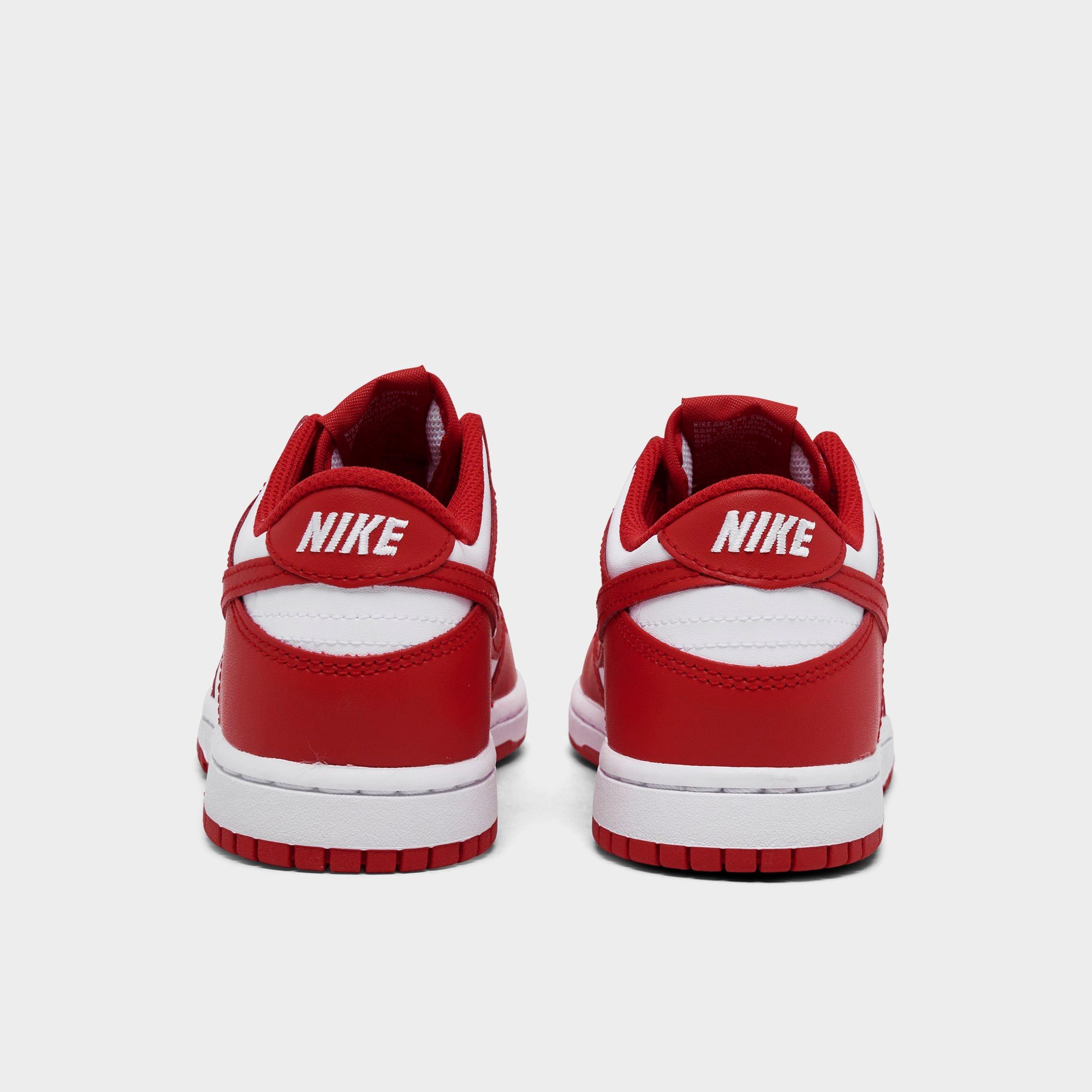 Little Kids' Nithtke Dunk Low Casual Shoes - Part 2 - White/University Red - Back view