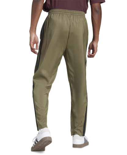 adidas Men's Stanford Essential Three-Stripes Open Hem Track Pants - Olive/blk