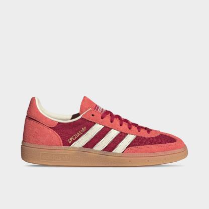 Women's adidas Originals Handball Spezial Casual Shoes - Part 2 - Team Victory Red/Off White/Preloved Scarlet - Left shoe facing left. Outside of the shoe.