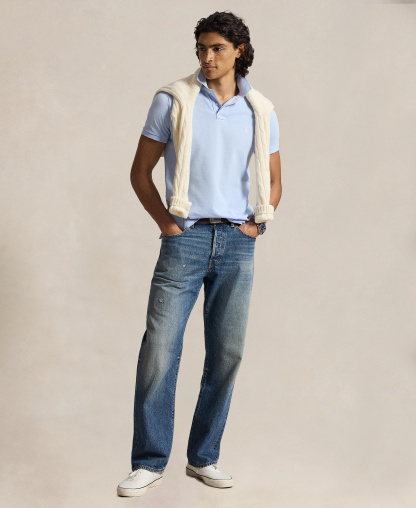 Polo Ralph Lauren Men's Custom Slim-Fit Mesh Polo Shirt - Pebble Blue