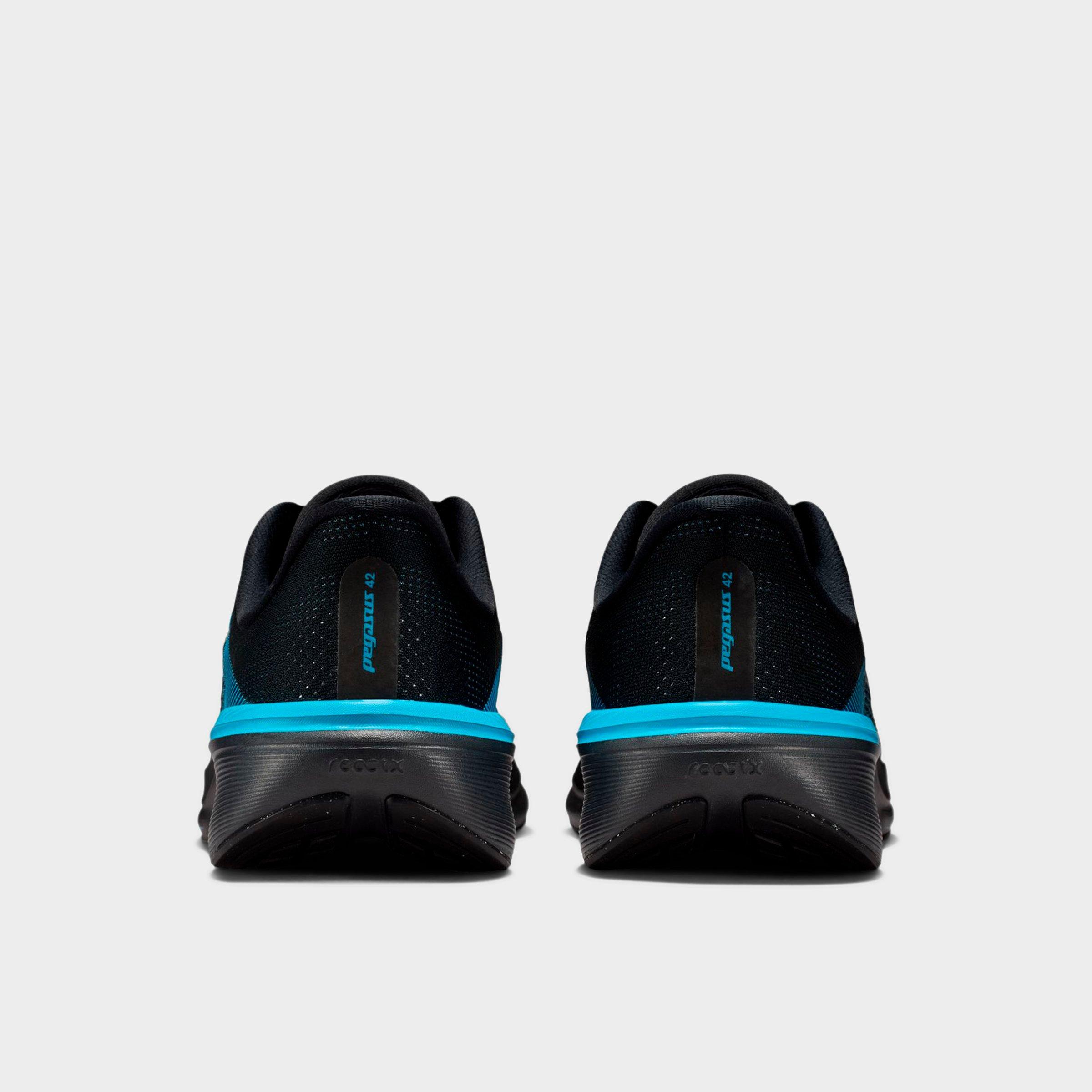 Big Kids' Nithtke Pegasus 42 Running Shoes - Black/Light Current Blue/Anthracite/Metallic Silver - Back view