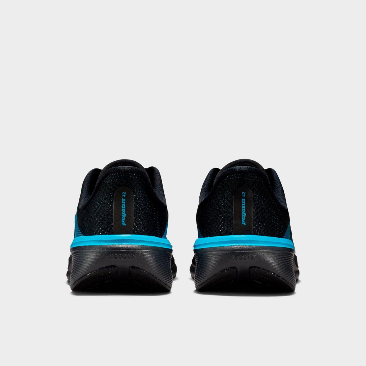 Big Kids' Nithtke Pegasus 42 Running Shoes - Black/Light Current Blue/Anthracite/Metallic Silver - Back view