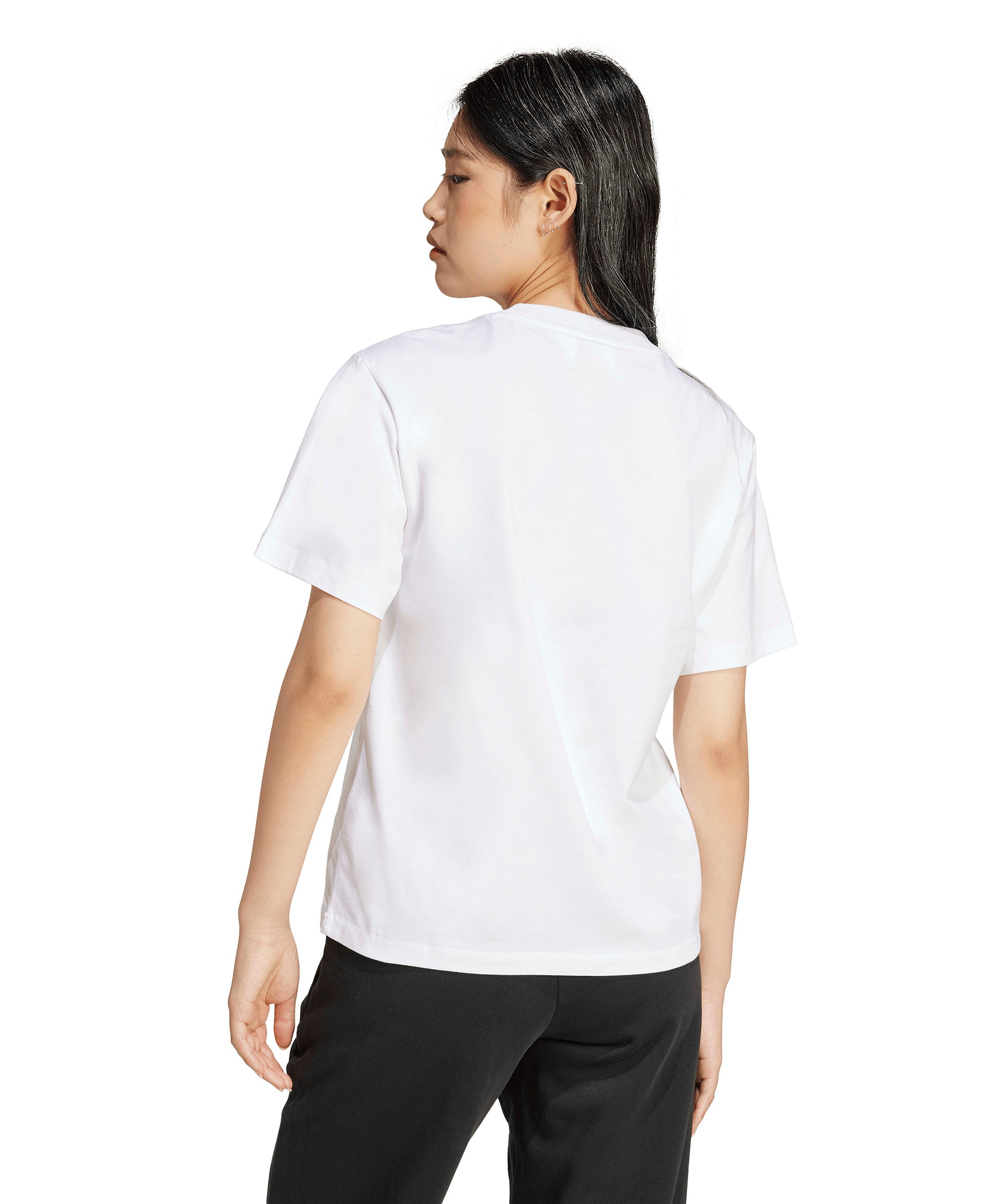adidas Women's Short-Sleeve Cotton Crewneck Logo T-Shirt - White/black