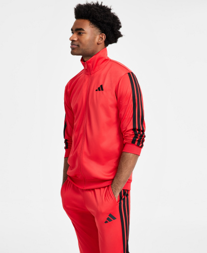 adidas Men's 3-Stripes Tricot Track Jacket - Ruby Red/Black