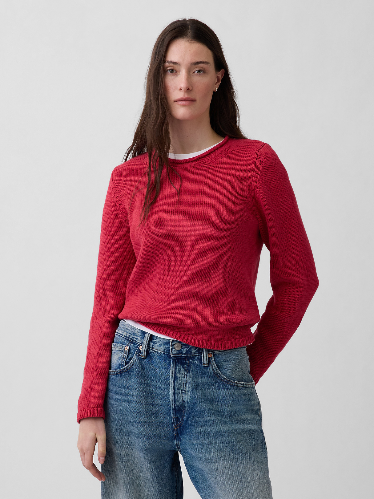 100% Cotton Rollneck Sweater - Chakra red