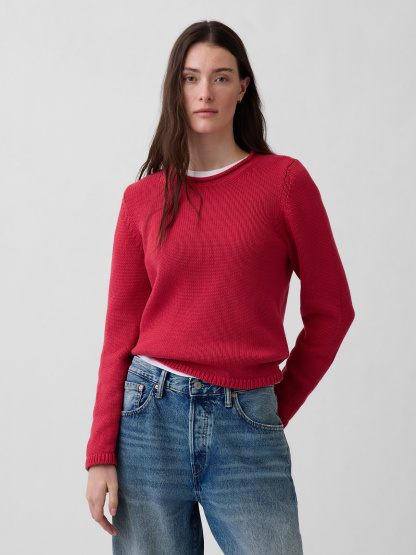 100% Cotton Rollneck Sweater - Chakra red