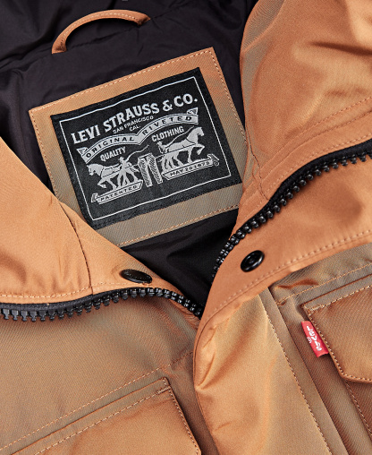 Levi's Men's Quilted Hooded Puffer Jacket - Brown