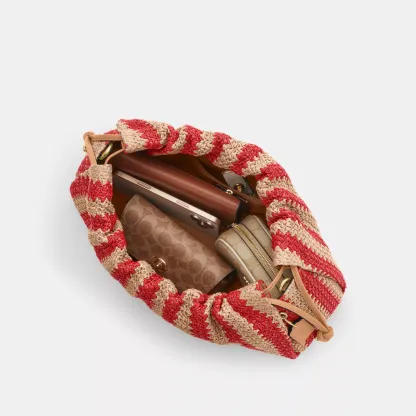 Faye Large Shoulder Bag With Stripes - Gold/Red/Tan - view 5