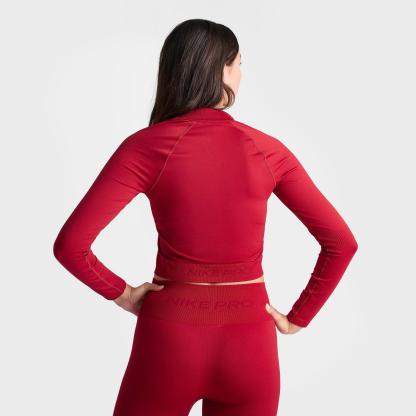 Women's Nithtke Pro Seamless Cropped Full-Zip Training Top - Tough Red