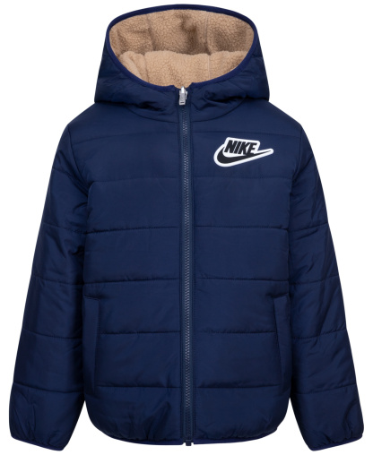 Nike Boys' 4-7 Reversible Faux-Sherpa Hooded Jacket - Navy