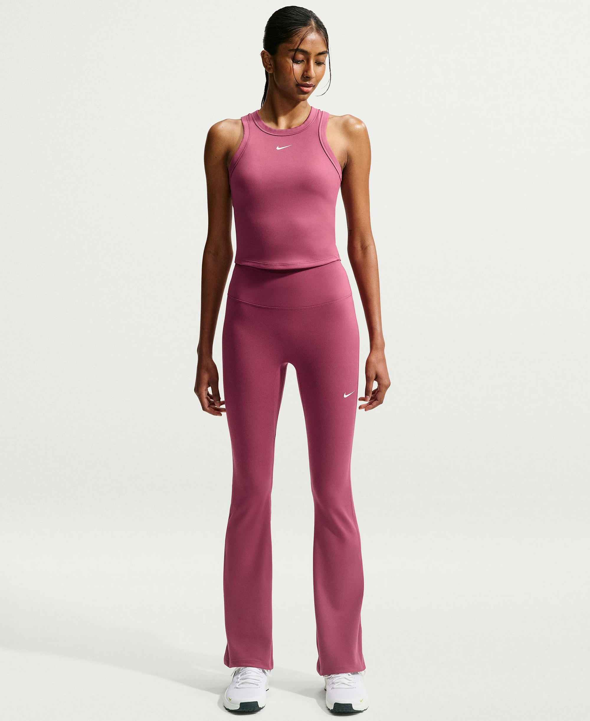 Nike Women's High-Waisted Flared Leggings - Pink Smoke/White