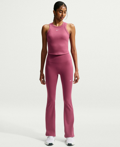 Nike Women's High-Waisted Flared Leggings - Pink Smoke/White