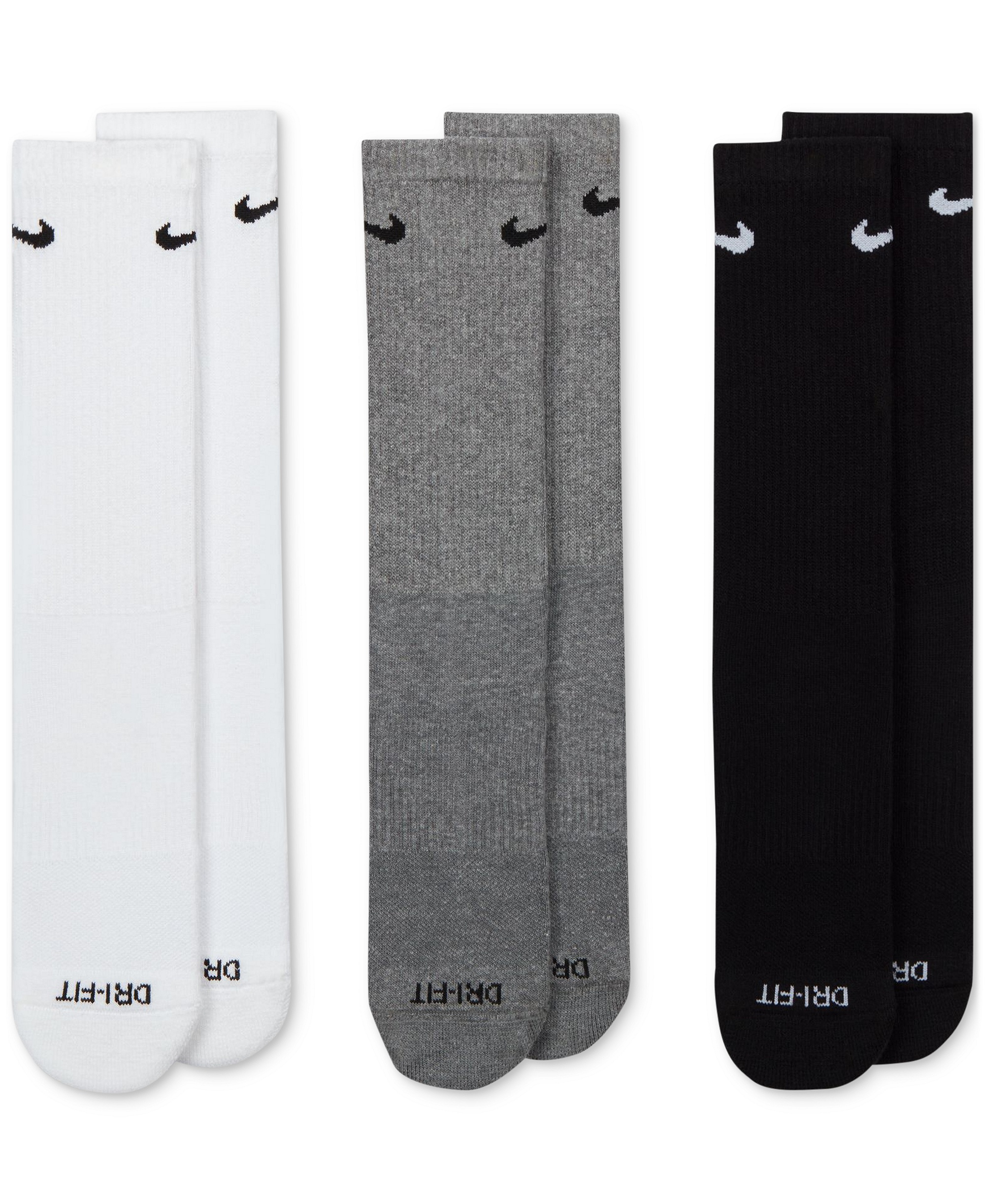 Nike Unisex Everyday Plus Cushioned Training Crew Socks 3 Pairs - Multicolor/White
