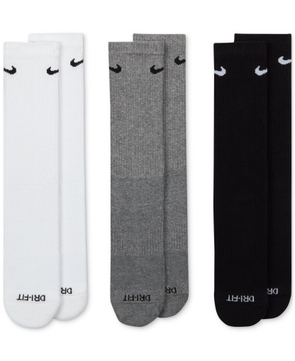 Nike Unisex Everyday Plus Cushioned Training Crew Socks 3 Pairs - Multicolor/White