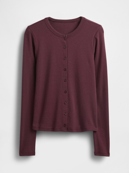 Modern Crewneck Cardigan - Bordeaux purple