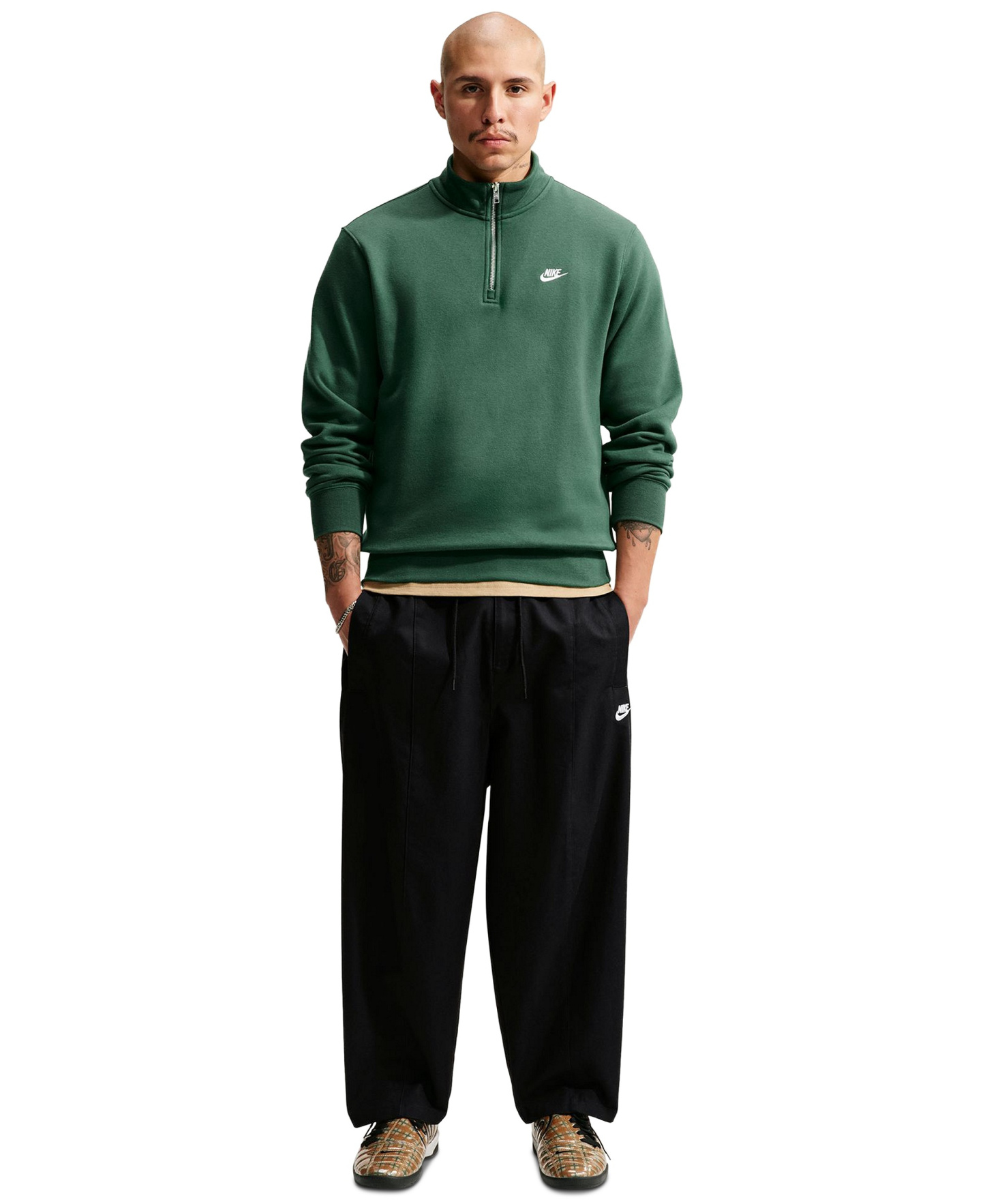 Nike Men's Sportswear Club Half-Zip Fleece Sweatshirt - Fir/White