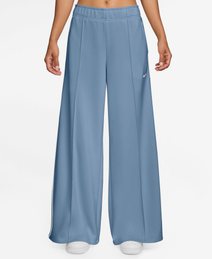 Nike Women's Sportswear Mid-Rise Wide-Leg Track Pants - Work Blue/White/Sail
