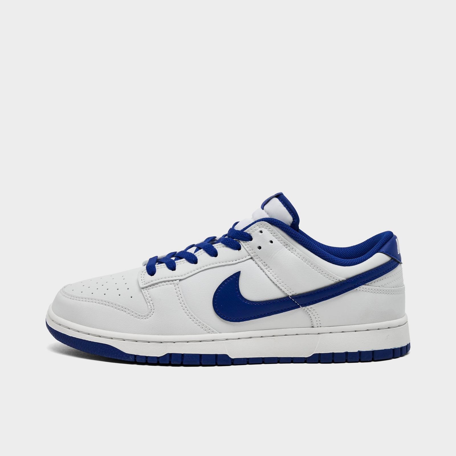 Men's Nike Dunk Low Retro Casual Shoes - Summit White/Summit White/Deep Royal Blue (HF5441-117)